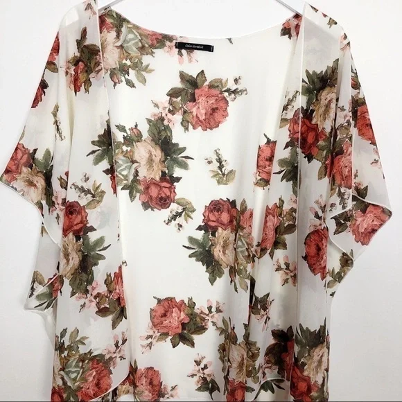 Color Swatch Floral Kimono Cardigan Top Size L - Picture 4 of 12
